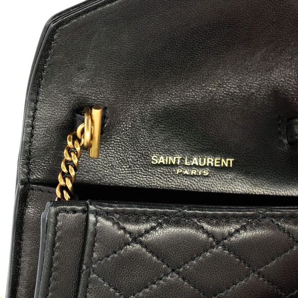 Saint Laurent Gaby Envelope Chain Crossbody Bag Quilted Leather Micro Black - Picture 12 of 13